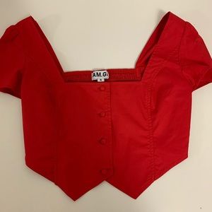 I AM GIA Red Ankaa Square Neck Crop Top